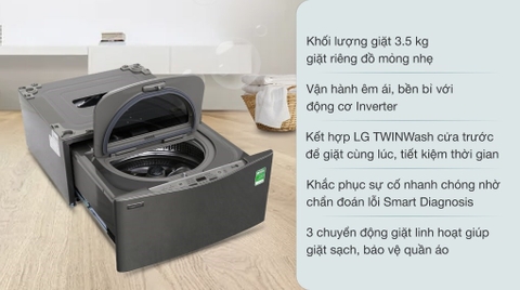 Máy giặt LG TwinWash Mini 3.5kg Inverter T2735NWLV
