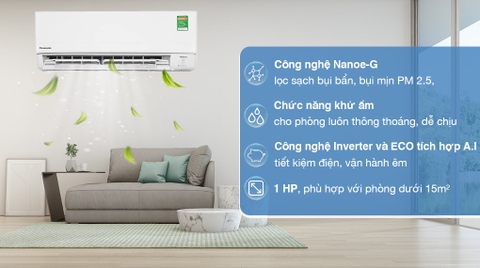 Điều hòa Panasonic 9000BTU 1 chiều Inverter PU9XKH-8M