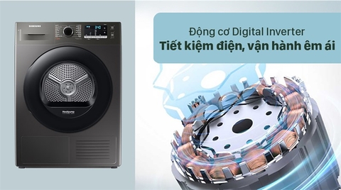 Máy sấy bơm nhiệt Samsung 9kg Inverter DV90TA240AX/SV