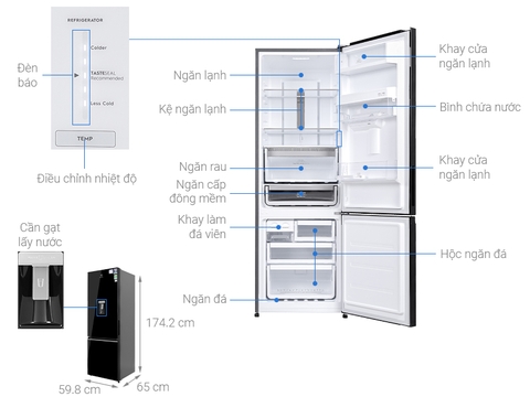 Tủ lạnh Electrolux 308 Lít Inverter EBB3442K-H