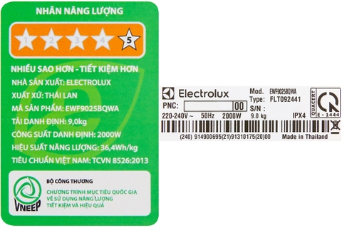 Máy giặt Electrolux 9kg Inverter EWF9025BQWA