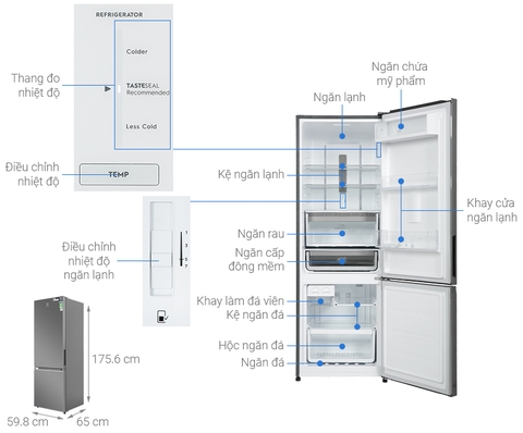 Tủ lạnh Electrolux 335 Lít Inverter EBB3702K-A