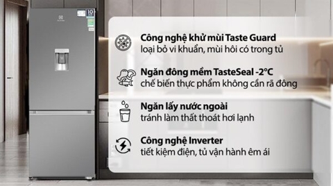 Tủ lạnh Electrolux 308 Lít Inverter EBB3442K-A