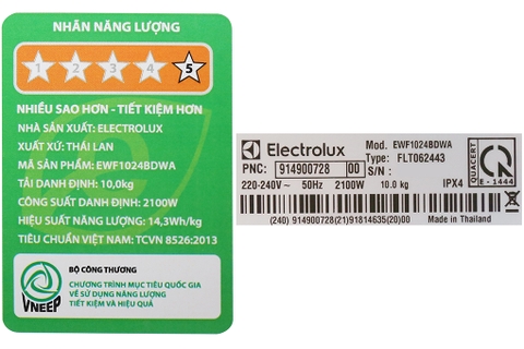 Máy giặt Electrolux 10kg Inverter EWF1024BDWA