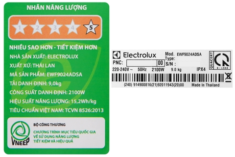 Máy giặt Electrolux 9kg Inverter EWF9024ADSA