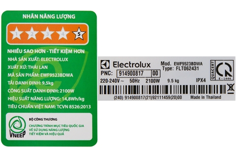 Máy giặt Electrolux 9.5kg Inverter EWF9523BDWA
