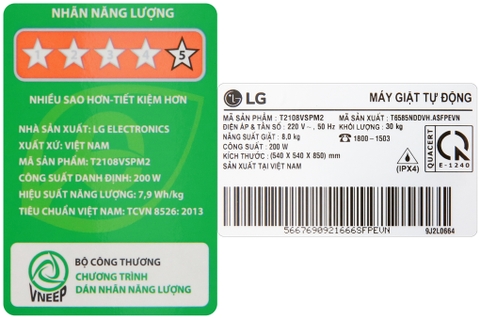 Máy giặt LG 8kg Inverter T2108VSPM2