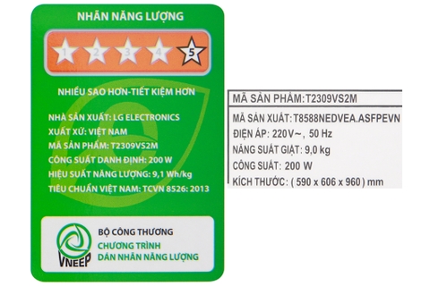 Máy giặt LG 9kg Inverter T2309VS2M