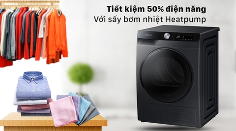Máy sấy bơm nhiệt Samsung 9kg Inverter DV90T7240BB/SV