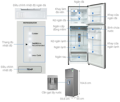 Tủ lạnh Electrolux 312 Lít Inverter ETB3440K-A