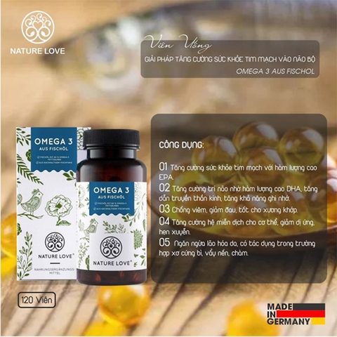 Dầu cá Nature Love Omega 3 Aus Fischol 40225 120V [Hàng Đức]