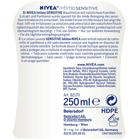 Dung dịch vệ sinh phụ nữ NIVEA intimo 250ml [Hàng Đức]