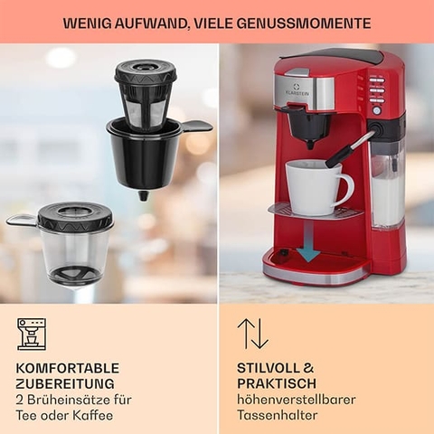 Máy Pha Cà Phê Và Trà Klarstein 2in1 COF8 Baristomat [Hàng Đức]