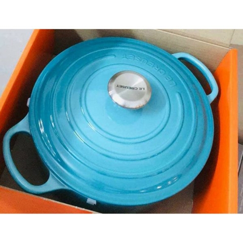 Nồi gang Le Creuset màu xanh Caribbean 24cm [Made in France]