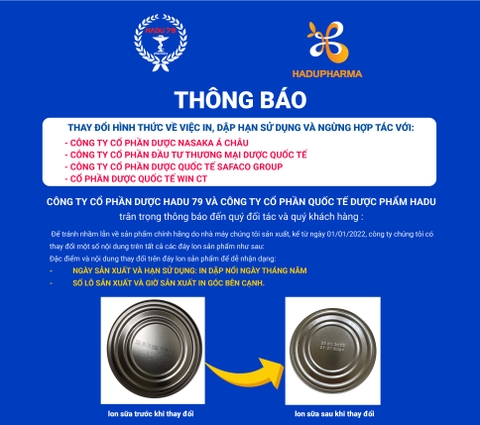 THÔNG BÁO VỀ VIỆC THAY ĐỔI HÌNH THỨC IN, DẬP HẠN SỬ DỤNG
