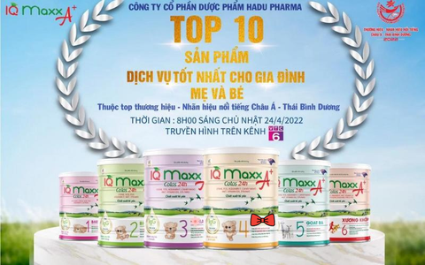 IQ MAXX A+ SP SẢN XUẤT TẠI HADU PHARMA VINH DỰ NHẬN GIẢI THƯỞNG “TOP 10 SẢN PHẨM, DỊCH VỤ TỐT NHẤT CHO GIA ĐÌNH, MẸ VÀ BÉ 2022”