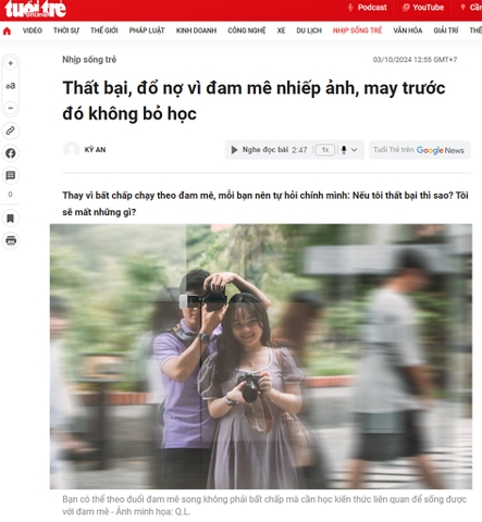 Bỏ học, theo đuổi đam mê nhiếp ảnh - có nên không?