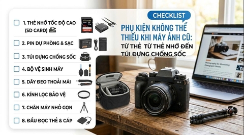 Checklist Phụ Kiện Không Thể Thiếu Khi Mua Máy Ảnh Cũ: Từ Thẻ Nhớ Đến Túi Đựng Chống Sốc