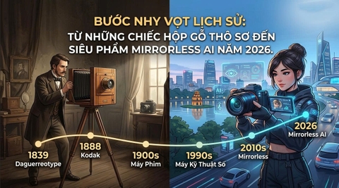 Bước Nhảy Vọt Lịch Sử: Từ Những Chiếc Hộp Gỗ Thô Sơ Đến Siêu Phẩm Mirrorless AI Năm 2026.