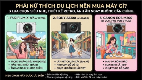 Phái Nữ Thích Du Lịch Nên Mua Máy Gì? 3 Lựa Chọn Siêu Nhẹ, Thiết Kế Retro, Ảnh Ăn Ngay Không Cần Chỉnh.