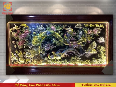 Tranh Vinh Hoa Phú Quý bằng đồng khảm ngũ sắc tuyệt đẹp