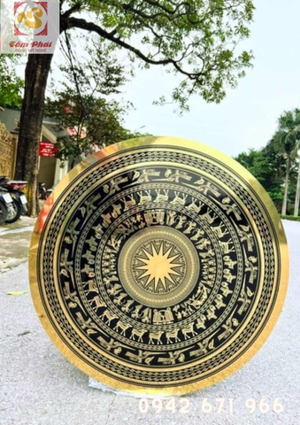 Mặt trống đồng ăn mòn đường kính 90cm chất liệu đồng vàng nguyên chất