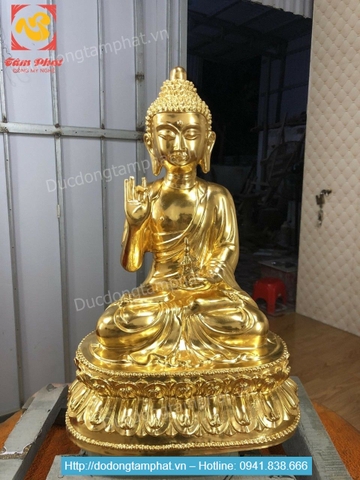 Tượng Phật Thích Ca phong cách Thái Lan bằng đồng thếp vàng