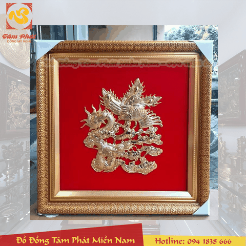 Tranh chữ hóa Rồng mạ bạc