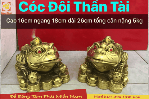Cóc thần tài ngậm tiền bằng đồng vàng nguyên chất