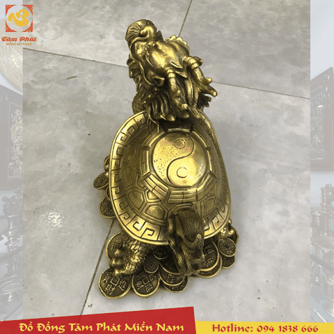 Tượng Long Quy Bát Quái Bằng Đồng Vàng
