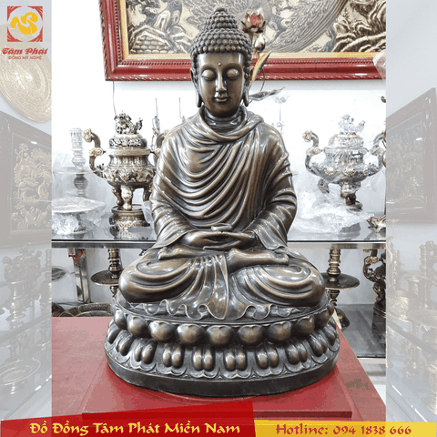 Tượng Phật Thích Ca ngồi đài sen bằng đồng