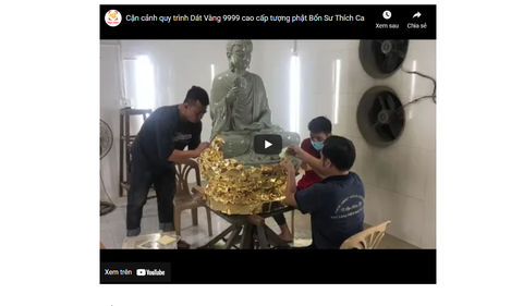 Cận cảnh quy trình Dát Vàng 9999 cao cấp tượng phật Bổn Sư Thích Ca