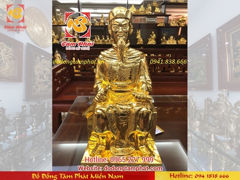 Tượng đồng Đức Thánh Trần để bàn mạ vàng 24K