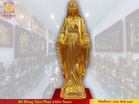 Tượng Đức Mẹ Maria bằng đồng mạ vàng 24k - Tượng công giáo bằng đồng
