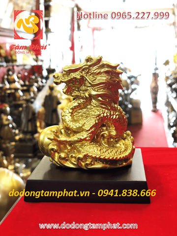 Tượng rồng Thiên Long Bảo Ngọc bằng đồng mạ vàng