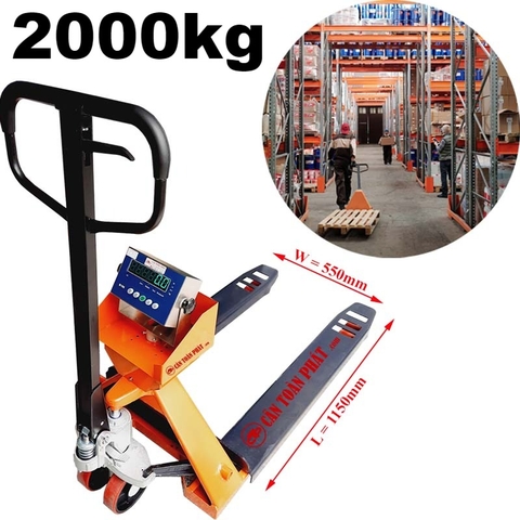 Cân Xe Nâng Tay Có Gắn Cân Điện Tử Pallet 2 Tấn Amcell B19S-550W2