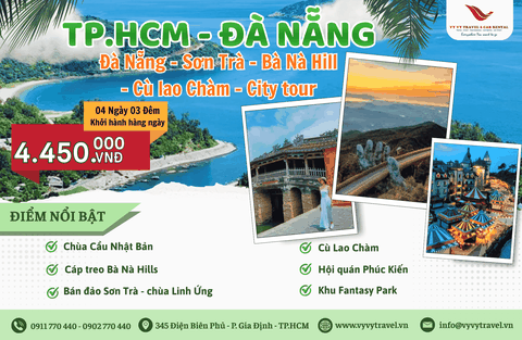 HCM - ĐÀ NẴNG – SƠN TRÀ – HỘI AN – BÀ NÀ HILLS – CÙ LAO CHÀM - CITY TOUR 4N3D