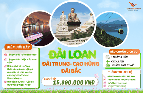 ĐÀI LOAN: ĐÀI TRUNG - CAO HÙNG - ĐÀI BẮC