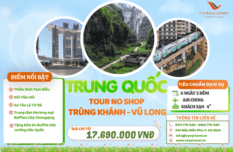 TRUNG QUỐC: NO SHOP - TRÙNG KHÁNH - VŨ LONG 6N5D