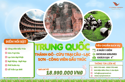 TRUNG QUỐC: TRÙNG KHÁNH - THÀNH ĐÔ - CỬU TRẠI CÂU 6N5D