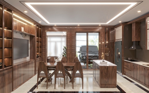 TỦ BẾP GỖ ÓC CHÓ NHẬP KHẨU BẮC MỸ