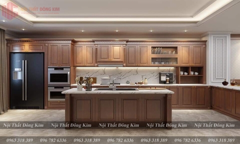 Tủ bếp gỗ sồi Mỹ