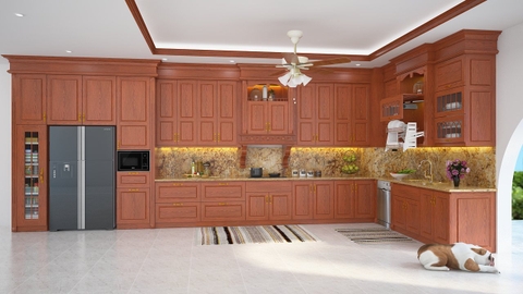 Tủ bếp gỗ gõ Đỏ TBGD 018