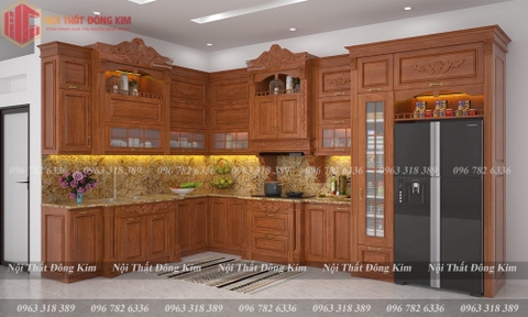 Tủ bếp gỗ gõ Đỏ TBGD 015