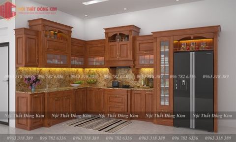 Tủ bếp gỗ gõ Đỏ TBGD 015