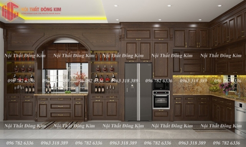 Tủ bếp gỗ sồi Mỹ TBSM 018