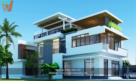 Thiết kế biệt thự 2 mặt tiền hiện đại 12x40m| Mẫu biệt thự đẹp BT1819