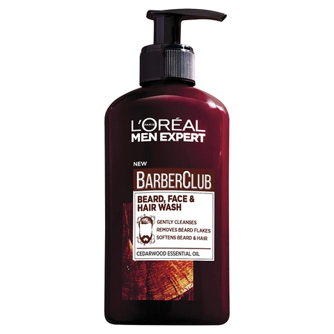 Gel 3 in 1 làm sạch râu, mặt và tóc L'Oreal Men Expert BarberClub Beard, Face & Hair wash cedarwood Essential Oil