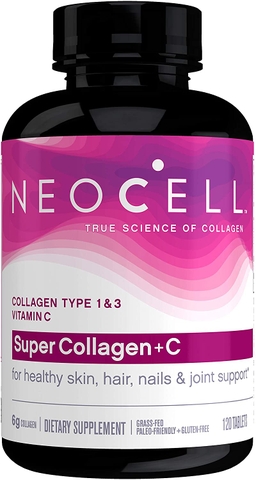Viên uống tăng cường collagen cho sức khỏe NeoCell Super Collagen + C, Collagen Peptides Types 1 & 3 120 viên