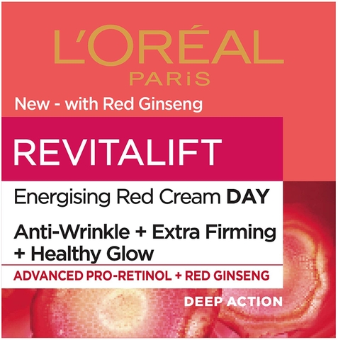 Kem dưỡng da tinh chất nhân sâm và retinol giúp da săn chắc và sáng khỏe L'Oreal Paris Revitalift Energising Red Day Cream 50ml